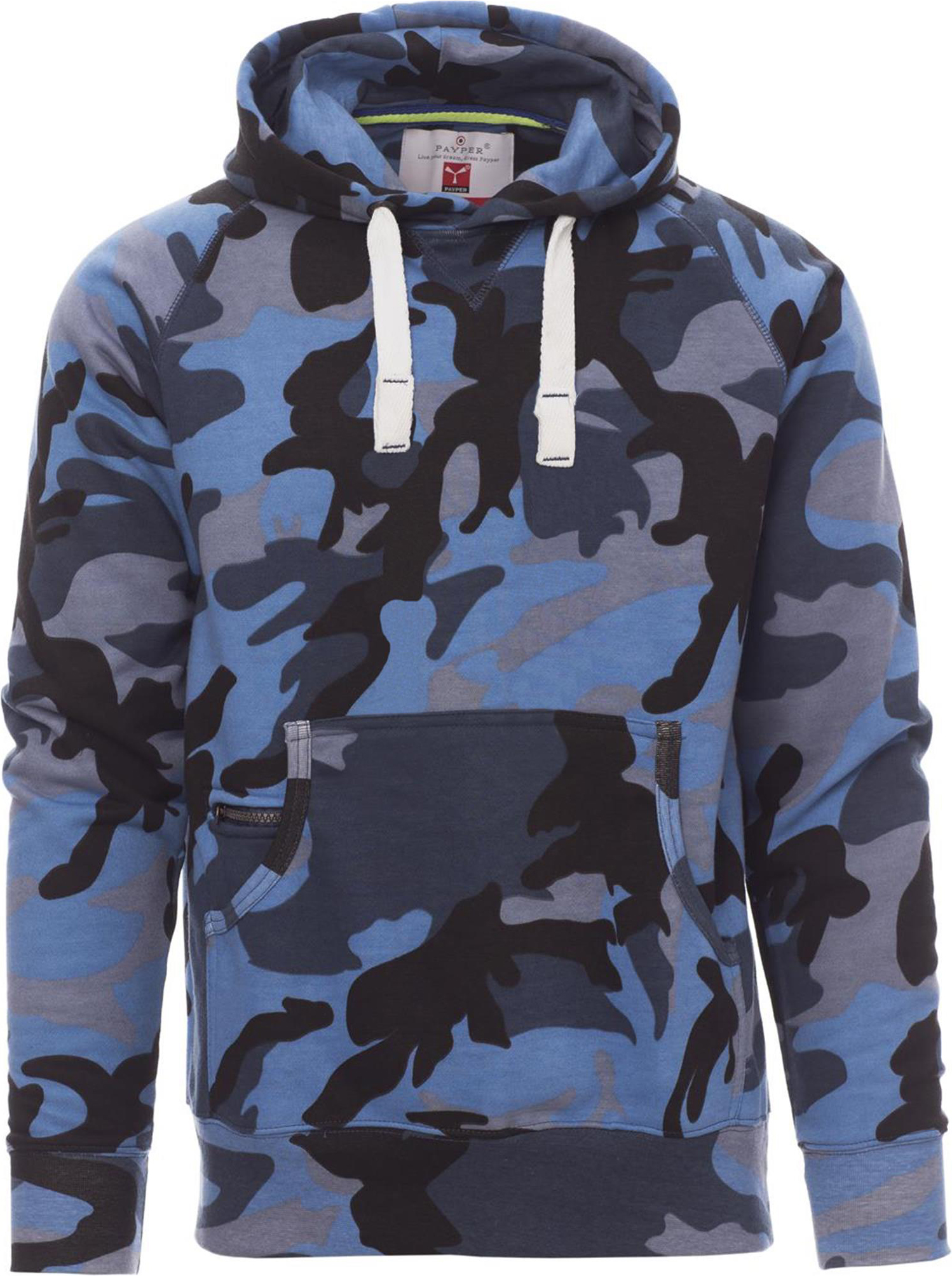 Hoodie zonder rits - heren - 0019 camouflage blue front 7 - 0019 (4XL) Camouflage Blue