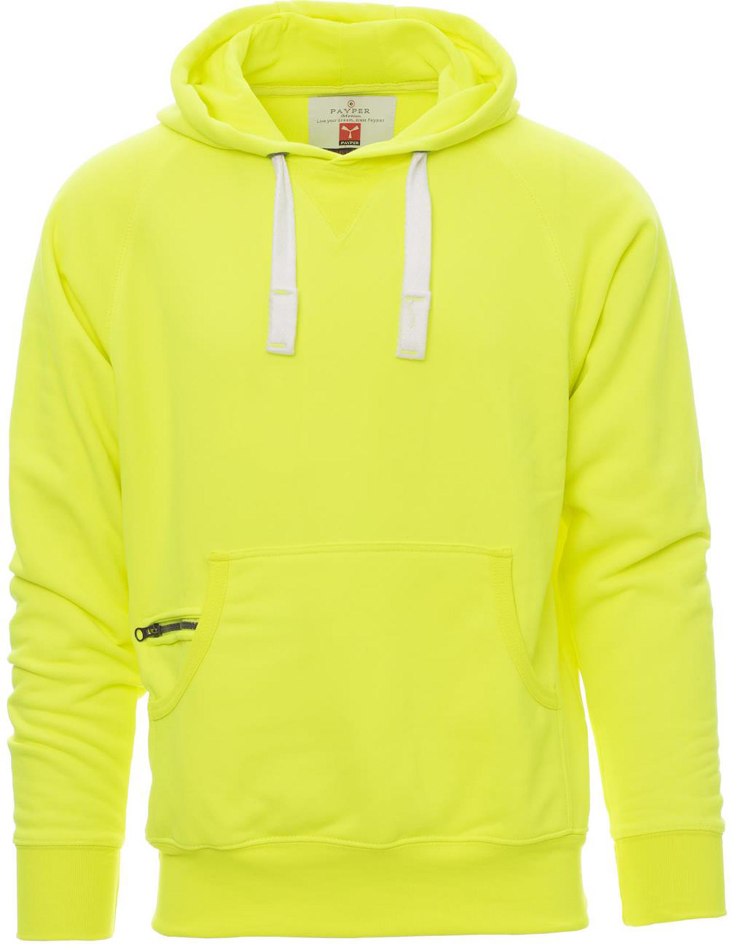 Hoodie zonder rits - heren - 0019 fluorescent yellow front 6 - 0019 (3XL) Fluoriserend geel