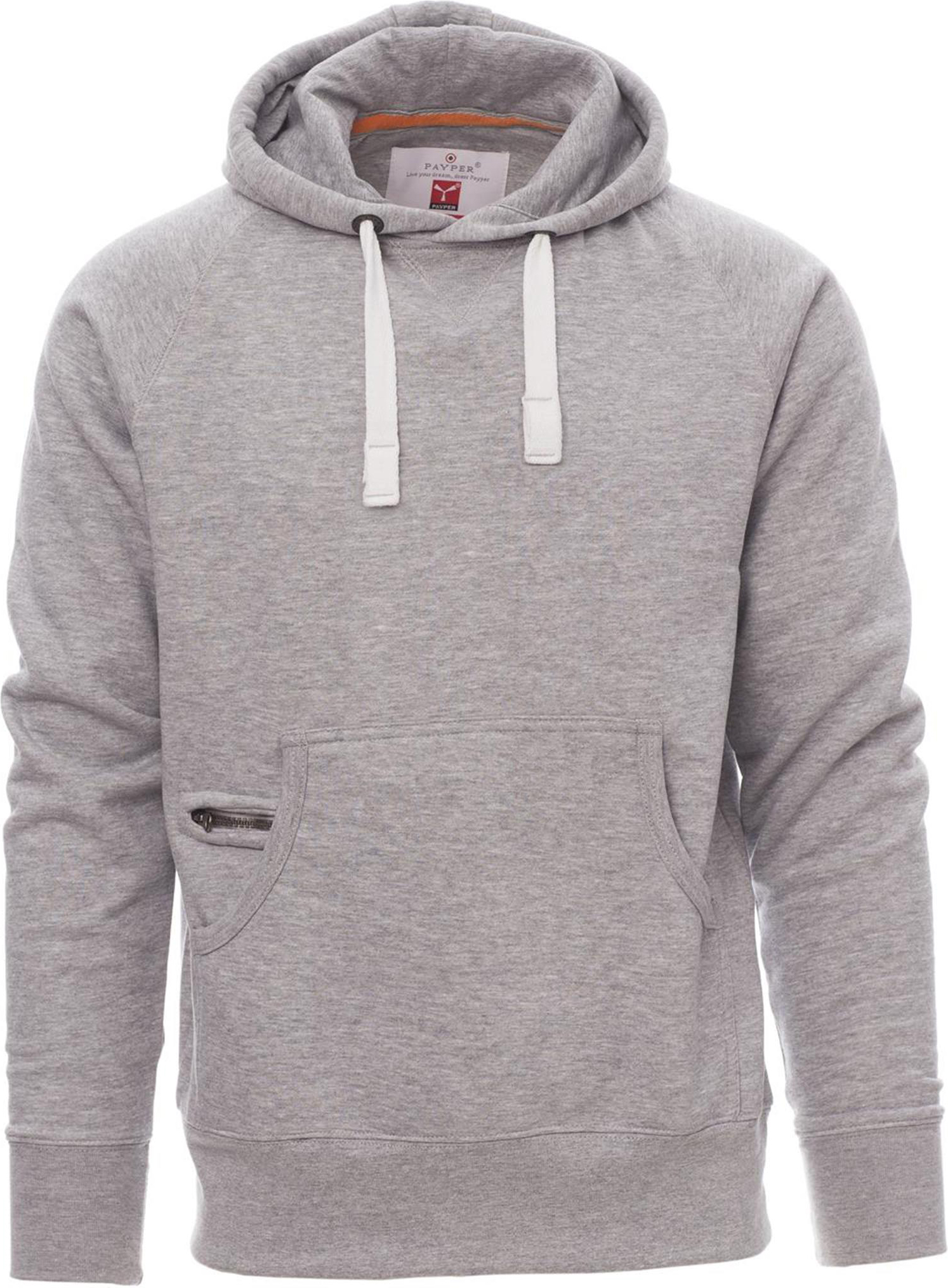 Hoodie zonder rits - heren - 0019 melange grey front 3 - 0019 (L) Grijs
