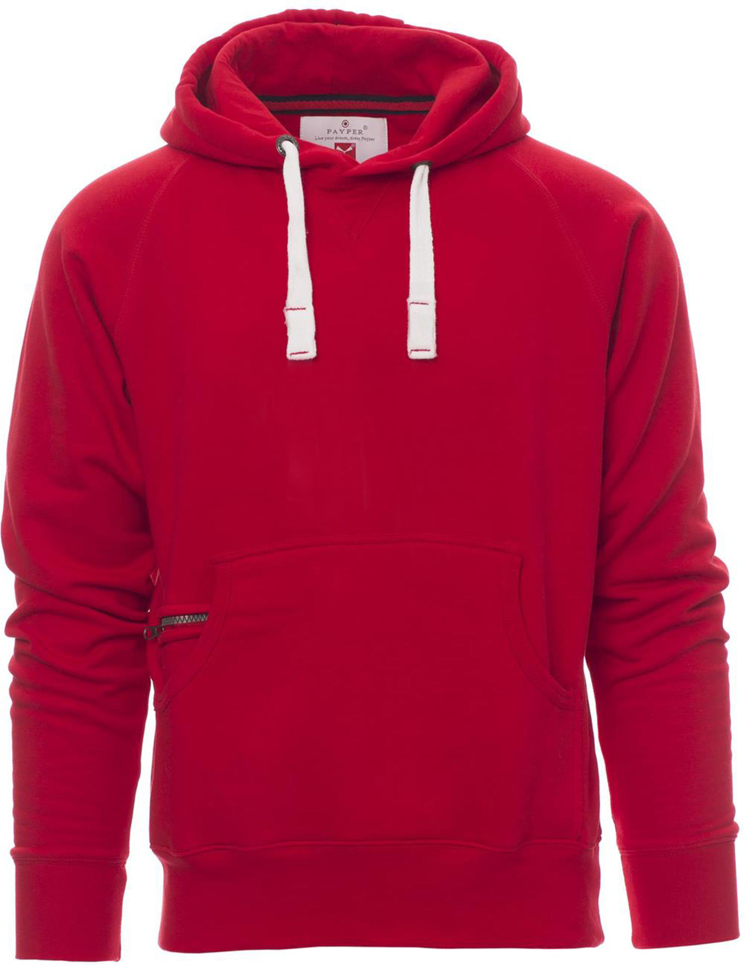 Hoodie zonder rits - heren - 0019 red front 5 - 0019 (XXL) Rood