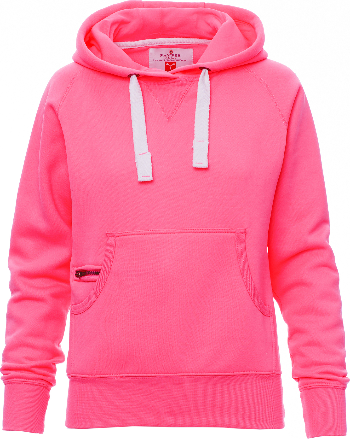 Hoodie zonder rits - dames - 0020 fuxia fluo front 1 - 0020 (S) Fluoriserend fuchsia