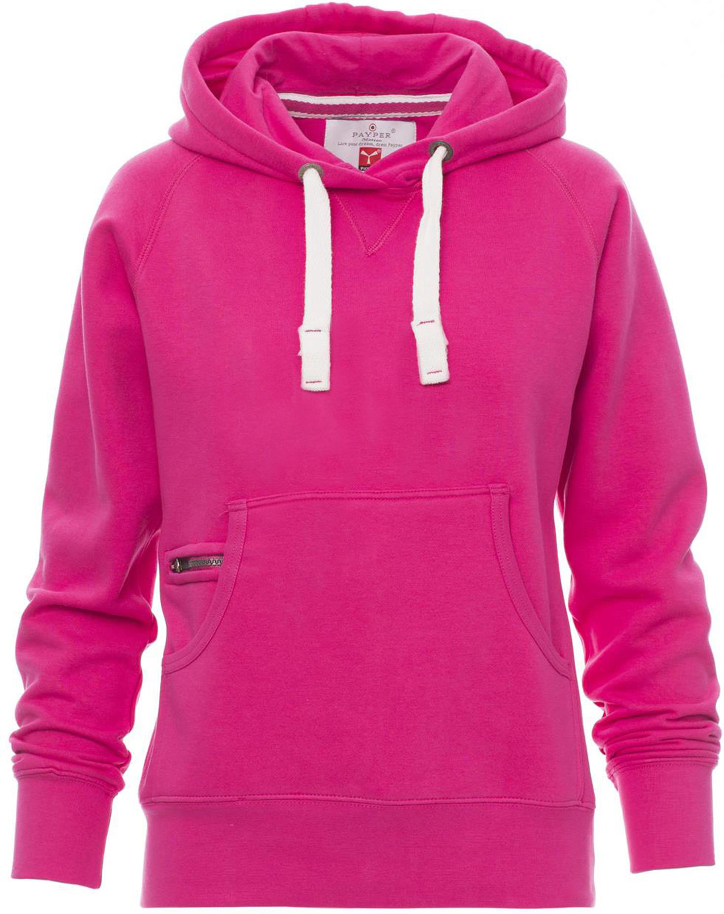 Hoodie zonder rits - dames - 0020 fuxia front - 0020 (XS) Fuxia - Wit