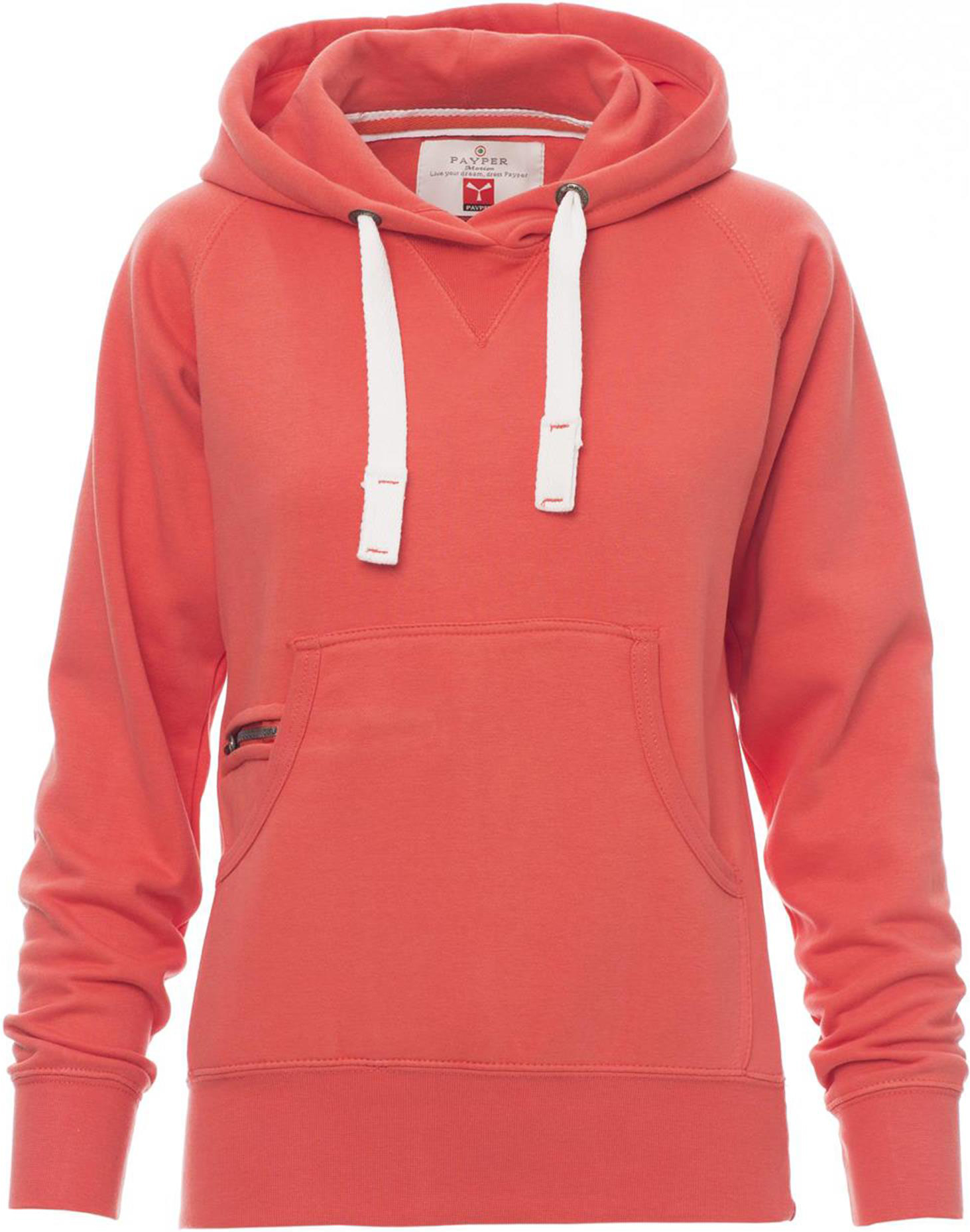 Hoodie zonder rits - dames - 0020 hot coral front 4 - 0020 (XXL) Koraal