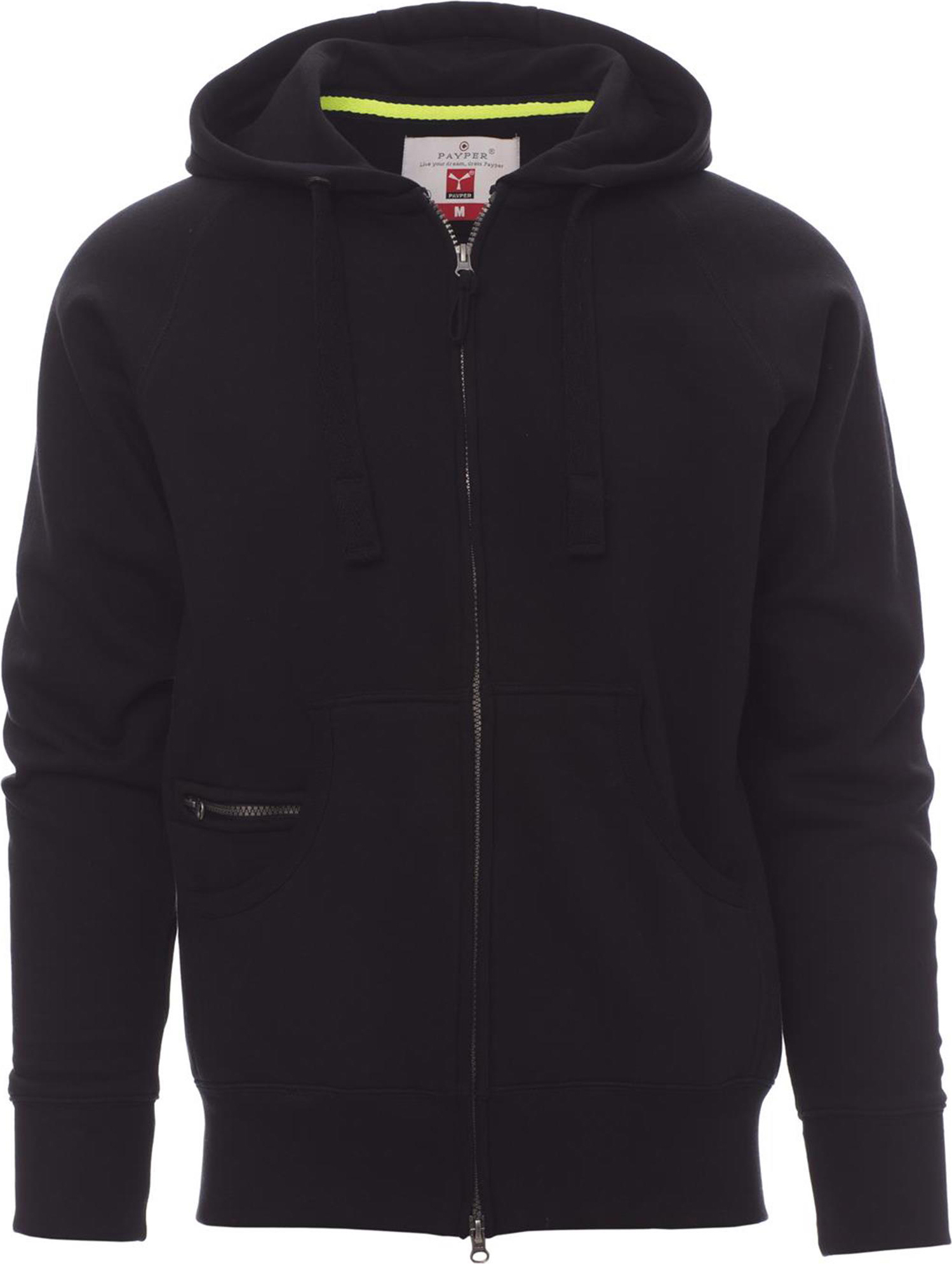Hoodie met rits - heren - 0021 black front 4 - 0021 (XL)  Zwart