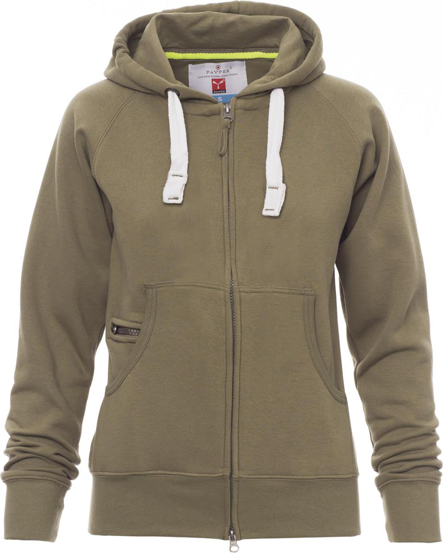 Hoodie met rits - dames - 0406 army green front 2 - 0406 (M) Leger groen