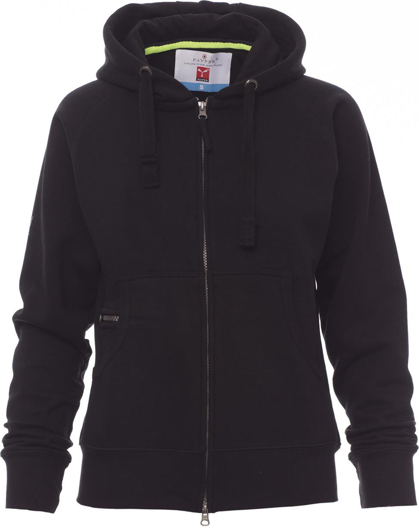 Hoodie met rits - dames - 0406 black front 1 - 0406 (S) Zwart