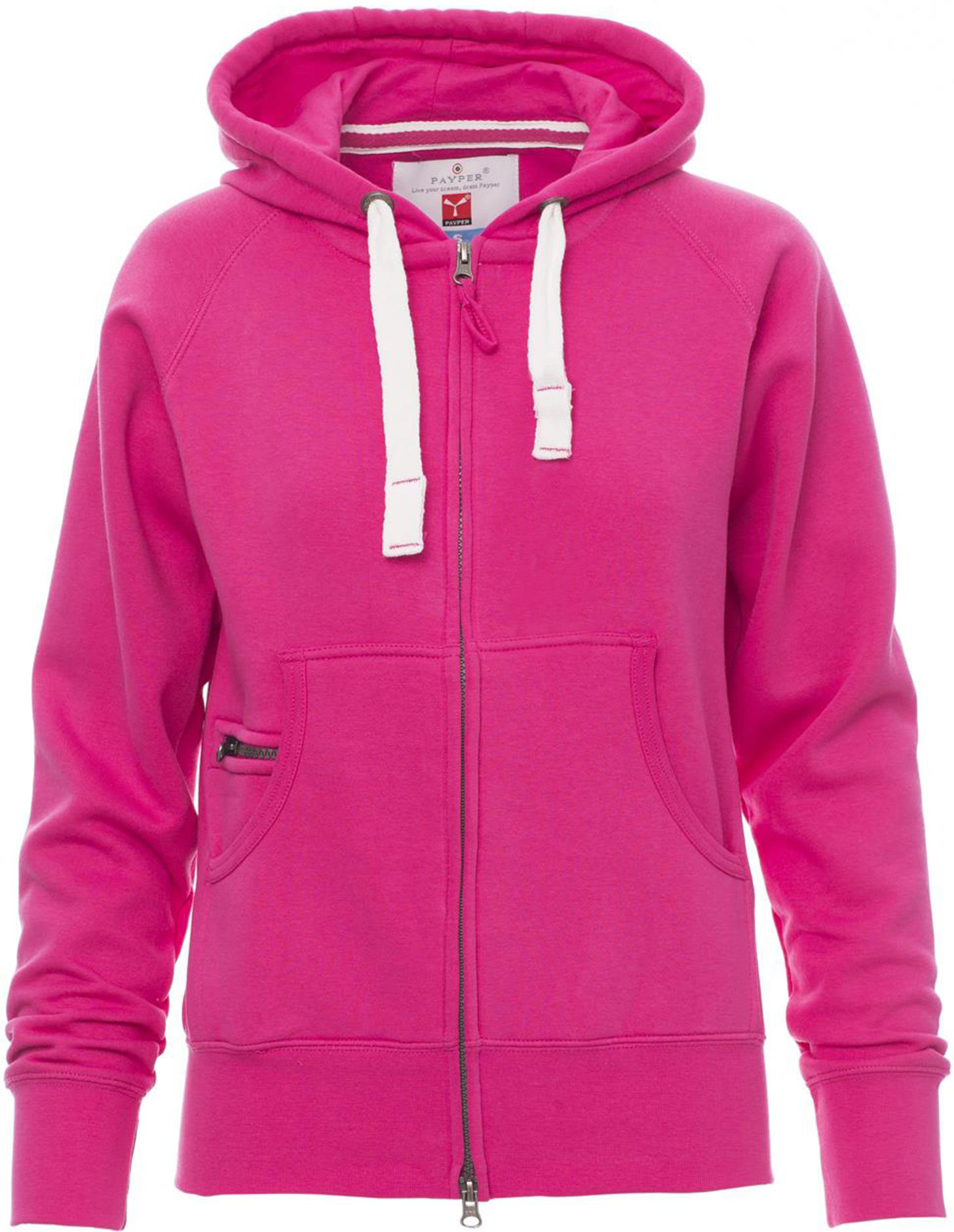 Hoodie met rits - dames - 0406 fuxia front 5 - 0406 (XXL) Fuxia - Wit