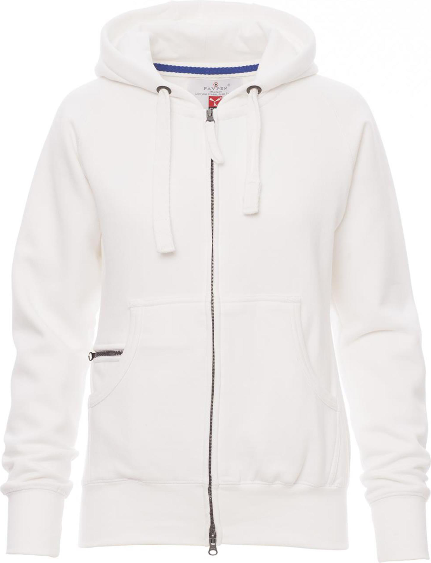 Hoodie met rits - dames - 0406 white front 1 - 0406 (S) Wit